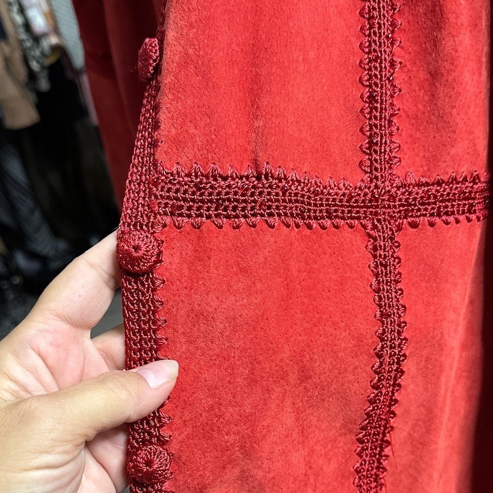 Elegant Red Leather blend Blazer - Picture 2 of 5